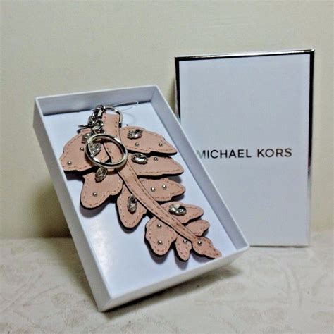 black michael kors key fob|Michael Kors Black Leather Crystal Charm Fern Key Fob .